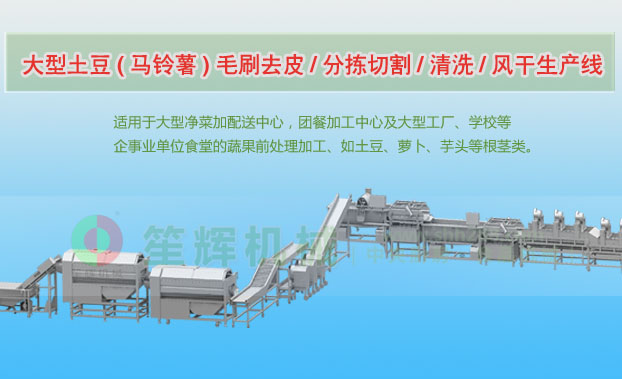 芝山连续式土豆去皮清洗切割风干生产线